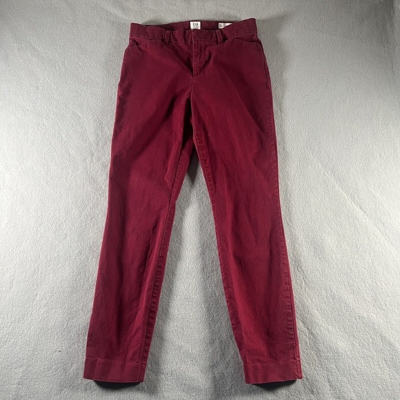 GAP Pants - Gap Pants Womens Size 0 Red Chino Skinny Ankle Khaki Stretch Washwell Office
